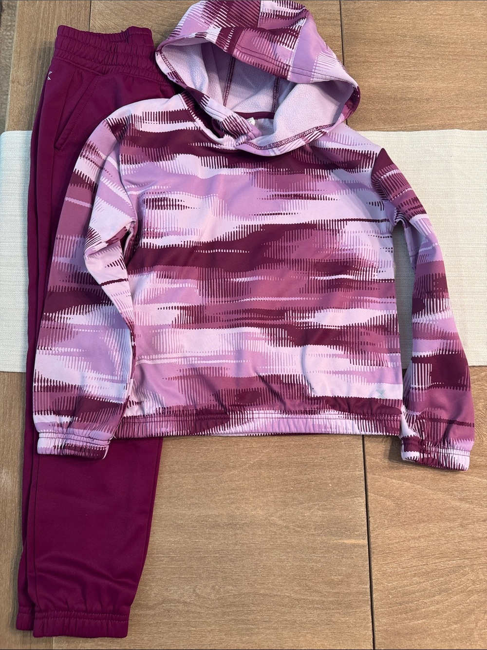 Xersion Girls Pink and Burgundy Hooded Matching Set